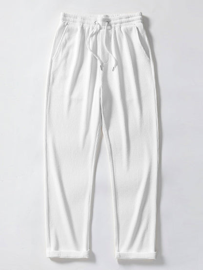 Island-Inspired Sailing Print Button-Up Shirt with Straight Leg Ribbed Pants