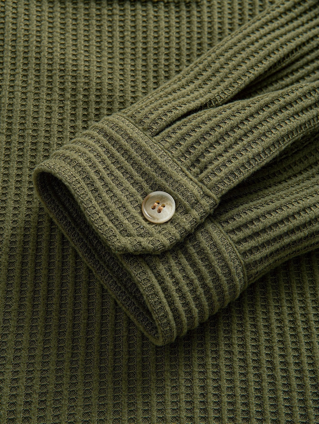 Button-Up Shirt with Double Pocket Waffle Design