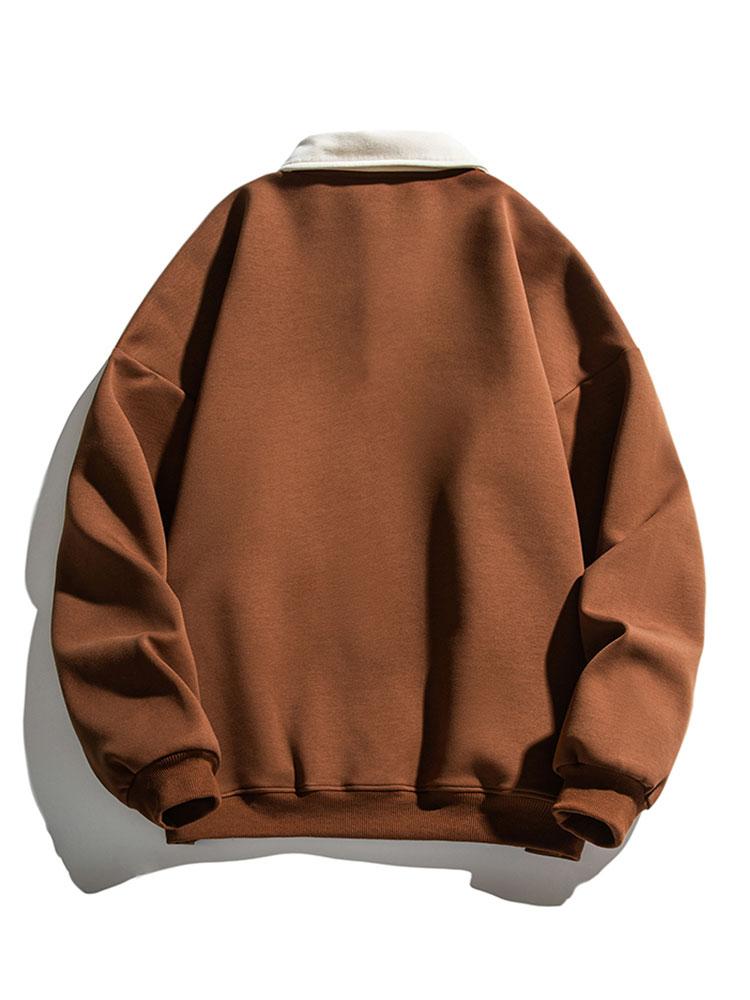 Relaxed Fit Colorblock Polo Sweatshirt