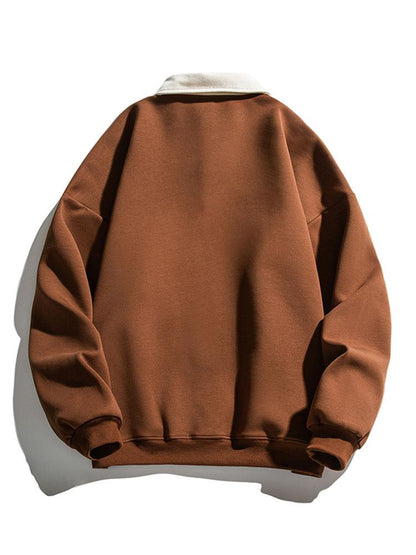 Relaxed Fit Colorblock Polo Sweatshirt