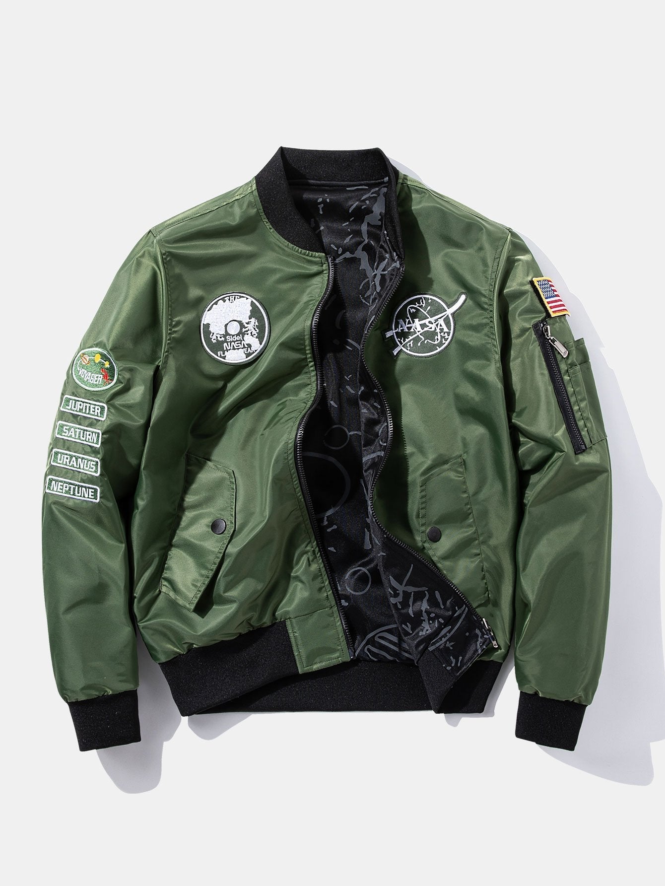 Reversible Bomber Jacket with NASA Embroidered Patch