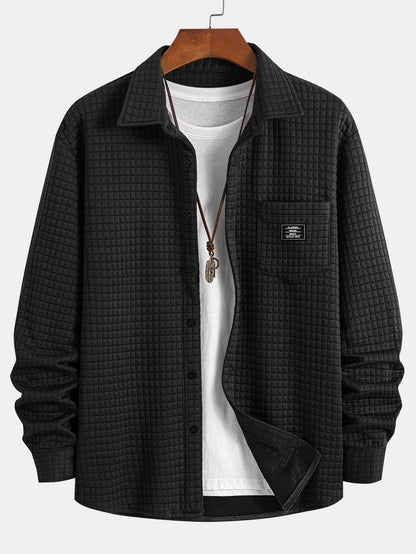 Waffle Knit Button-Up Shirt