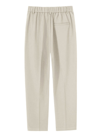 Comfortable Elastic Waist Straight-Leg Pants