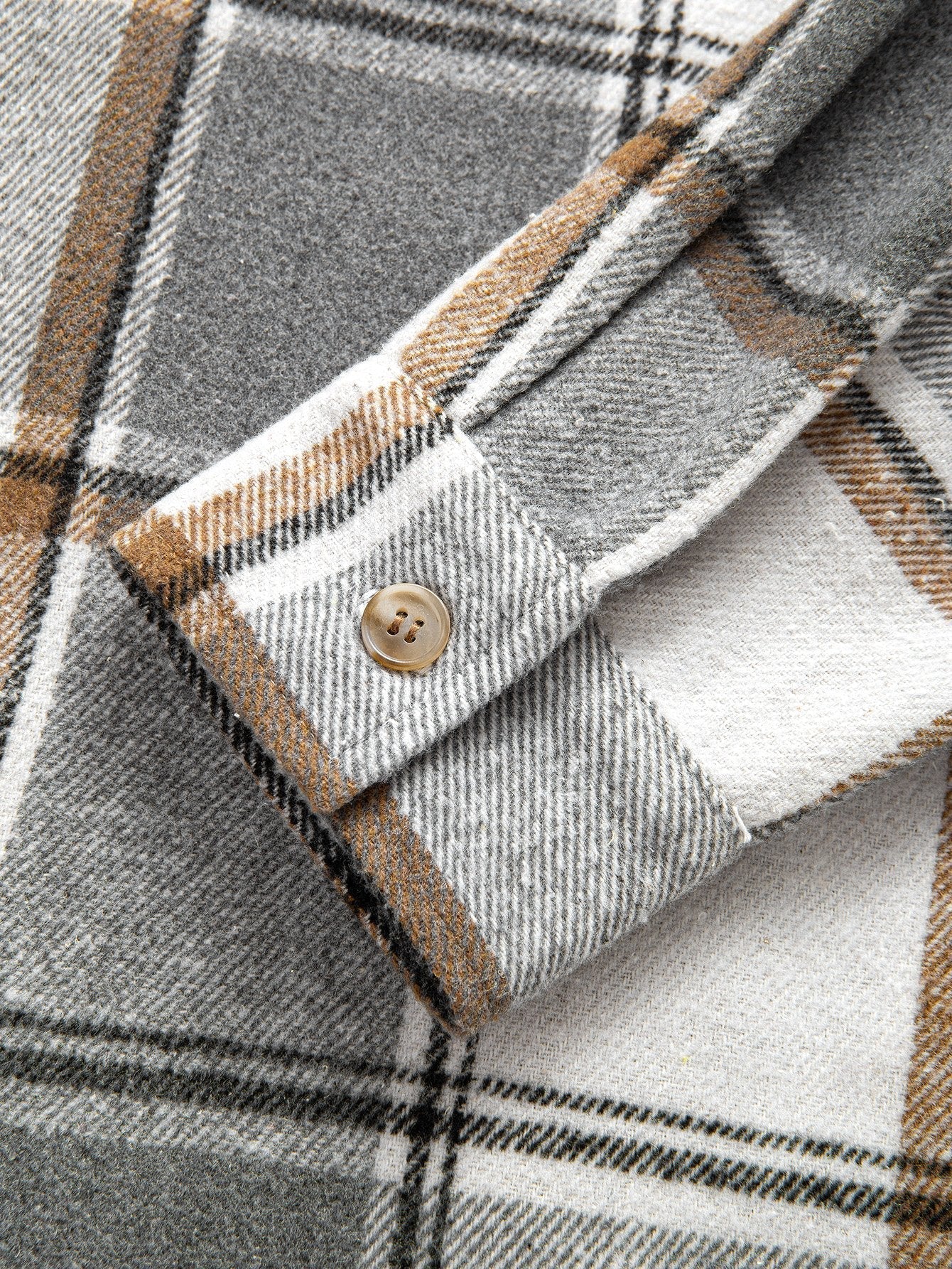 Comfortable Contrast Corduroy Plaid Hooded Shirt