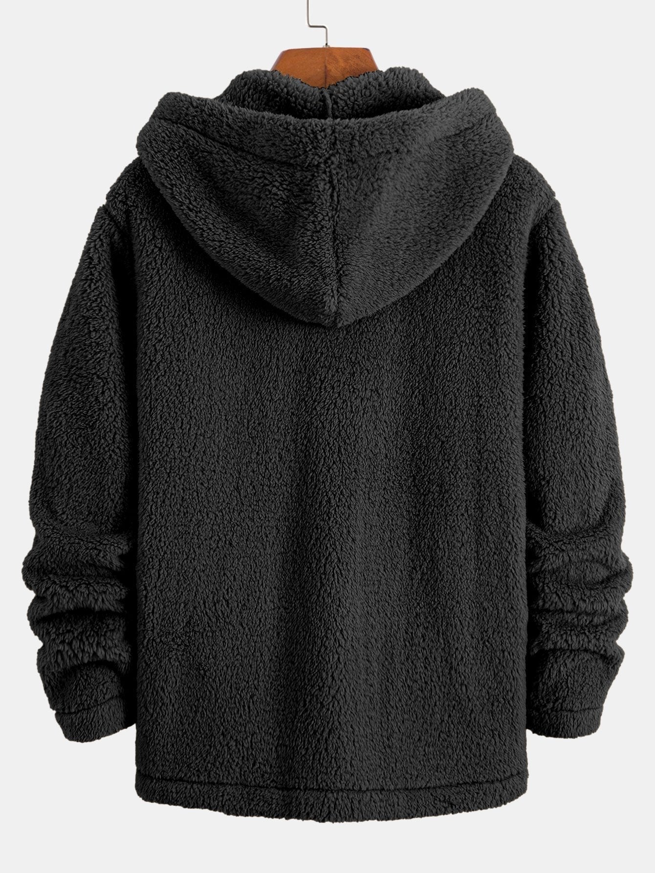 Cozy Teddy Fleece Hooded Button-Up Coat