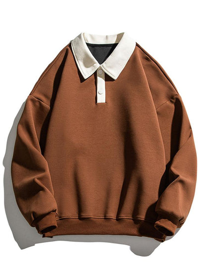 Relaxed Fit Colorblock Polo Sweatshirt