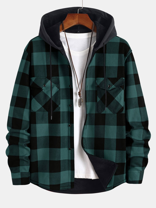 Fleece-Lined Hooded Flannel Shirt