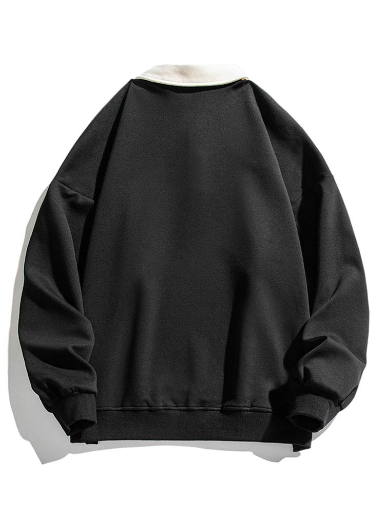 Relaxed Fit Colorblock Polo Sweatshirt