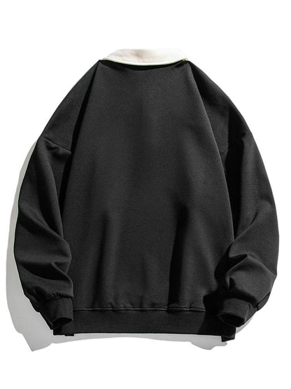 Relaxed Fit Colorblock Polo Sweatshirt