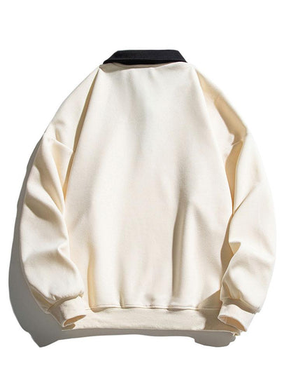 Relaxed Fit Colorblock Polo Sweatshirt