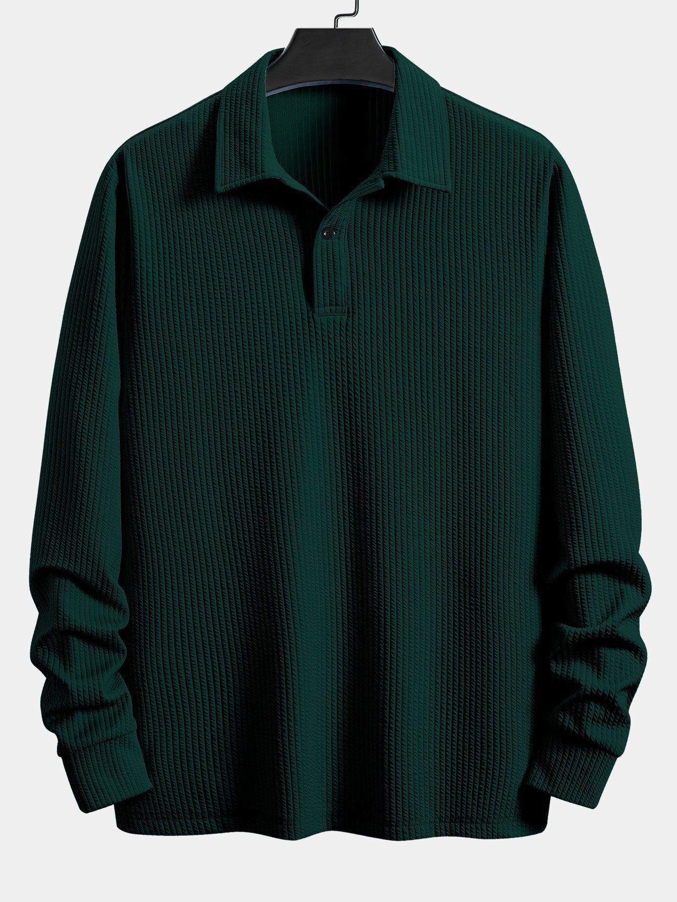 Ribbed Long Sleeve Polo Shirt