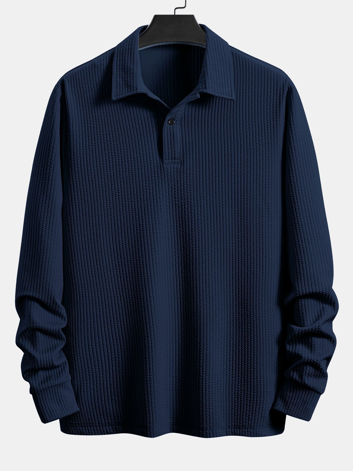 Ribbed Long Sleeve Polo Shirt