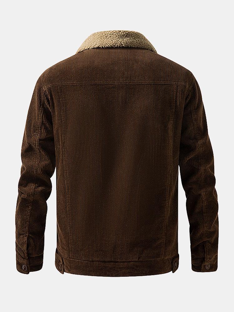 Teddy-Fleece Lined Cotton Corduroy Jacket