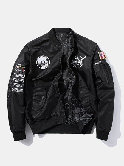 Reversible Bomber Jacket with NASA Embroidered Patch