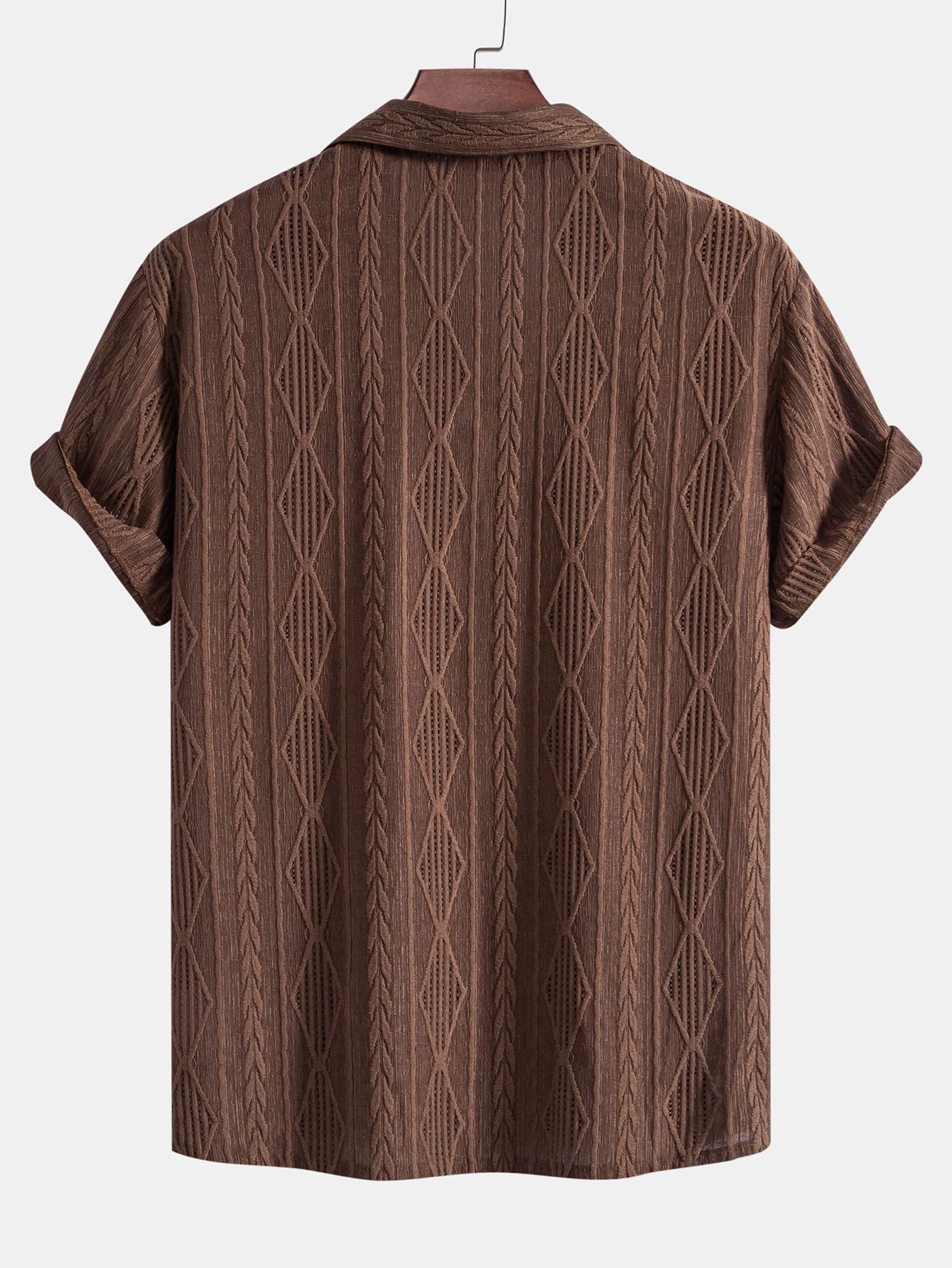 Geometric Pattern Jacquard Cuban Shirt