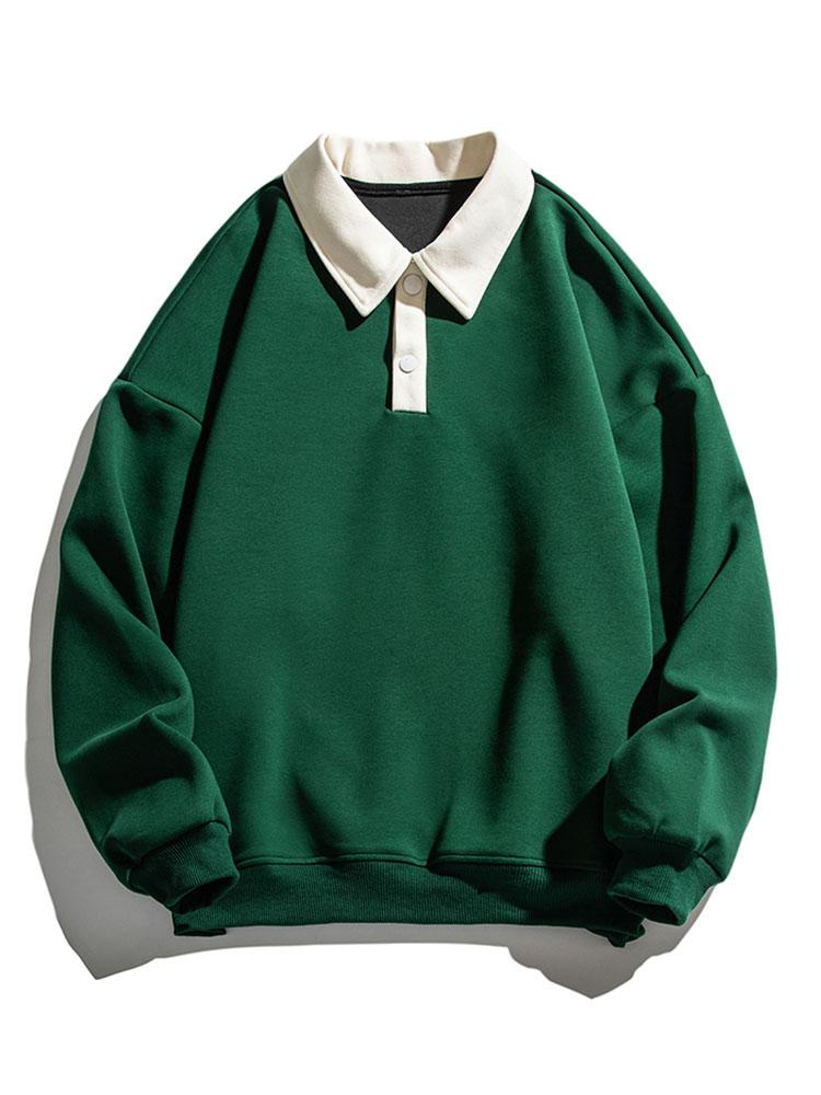 Relaxed Fit Colorblock Polo Sweatshirt