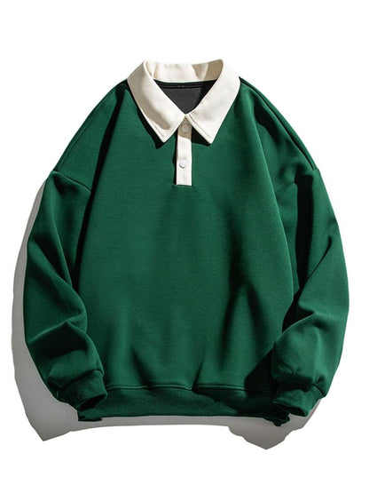 Relaxed Fit Colorblock Polo Sweatshirt