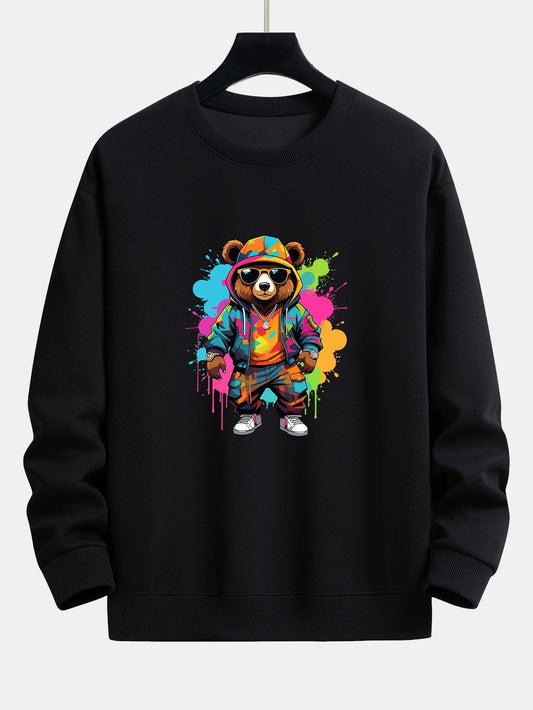 Vibrant Bear Print Relaxed Fit Sweatshirt