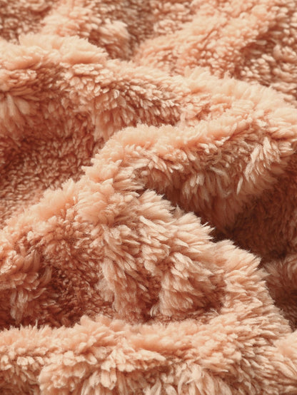 Geometric Patterned Jacquard Teddy Hoodie