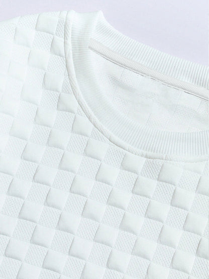 Jacquard Sweatshirt with Checkerboard Design