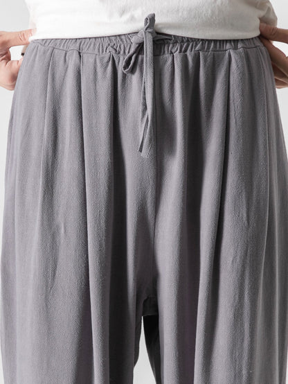 Relaxed Fit Wide Leg Pants in Linen-Cotton Blend