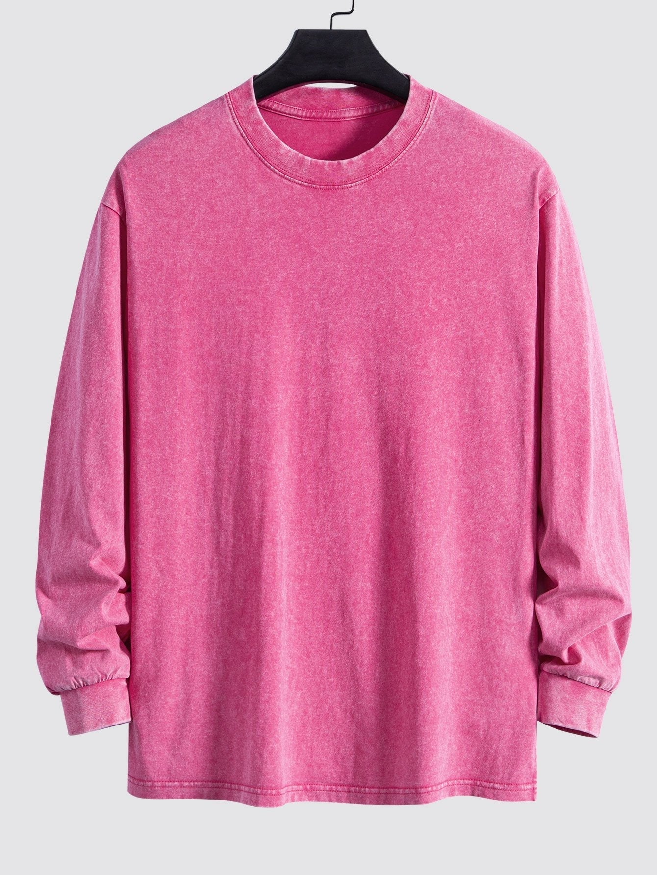 Relaxed Fit Long Sleeve Distressed Wash T-Shirt