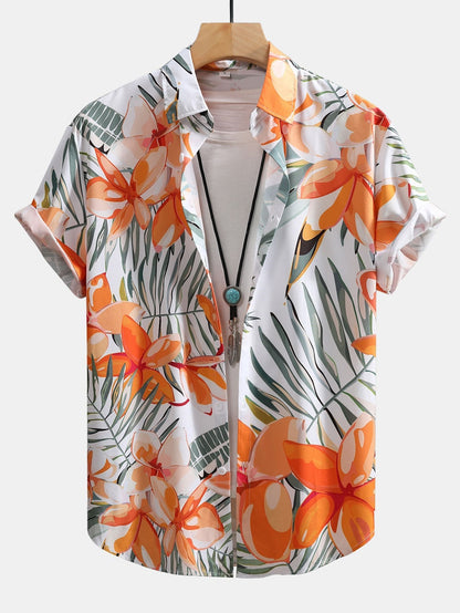 Floral Print Button-Up Shirt & Swim Shorts Set