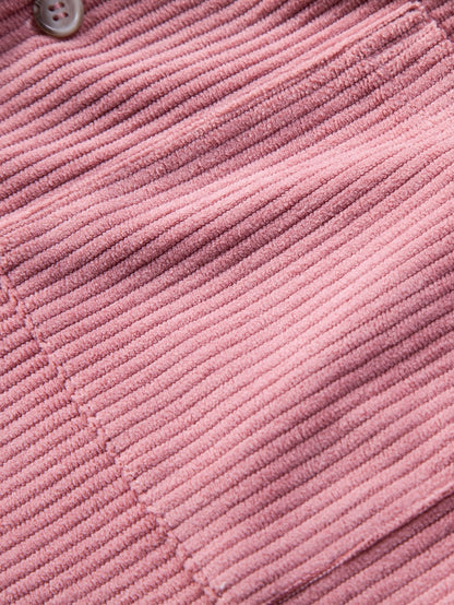 Corduroy Cuban Shirt and Shorts Set with Short Sleeves