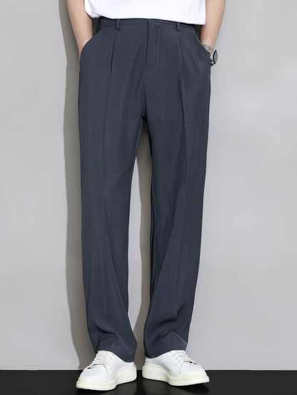 Comfortable Elastic Waist Straight-Leg Pants