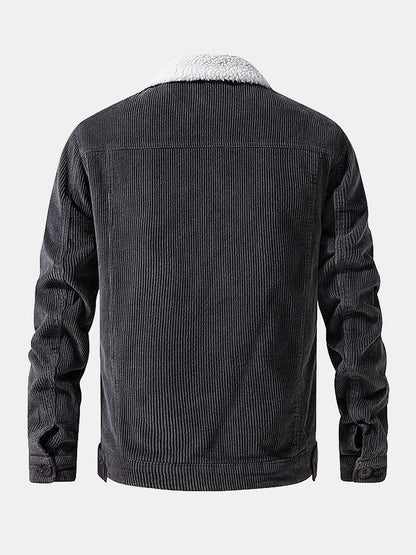 Teddy-Fleece Lined Cotton Corduroy Jacket