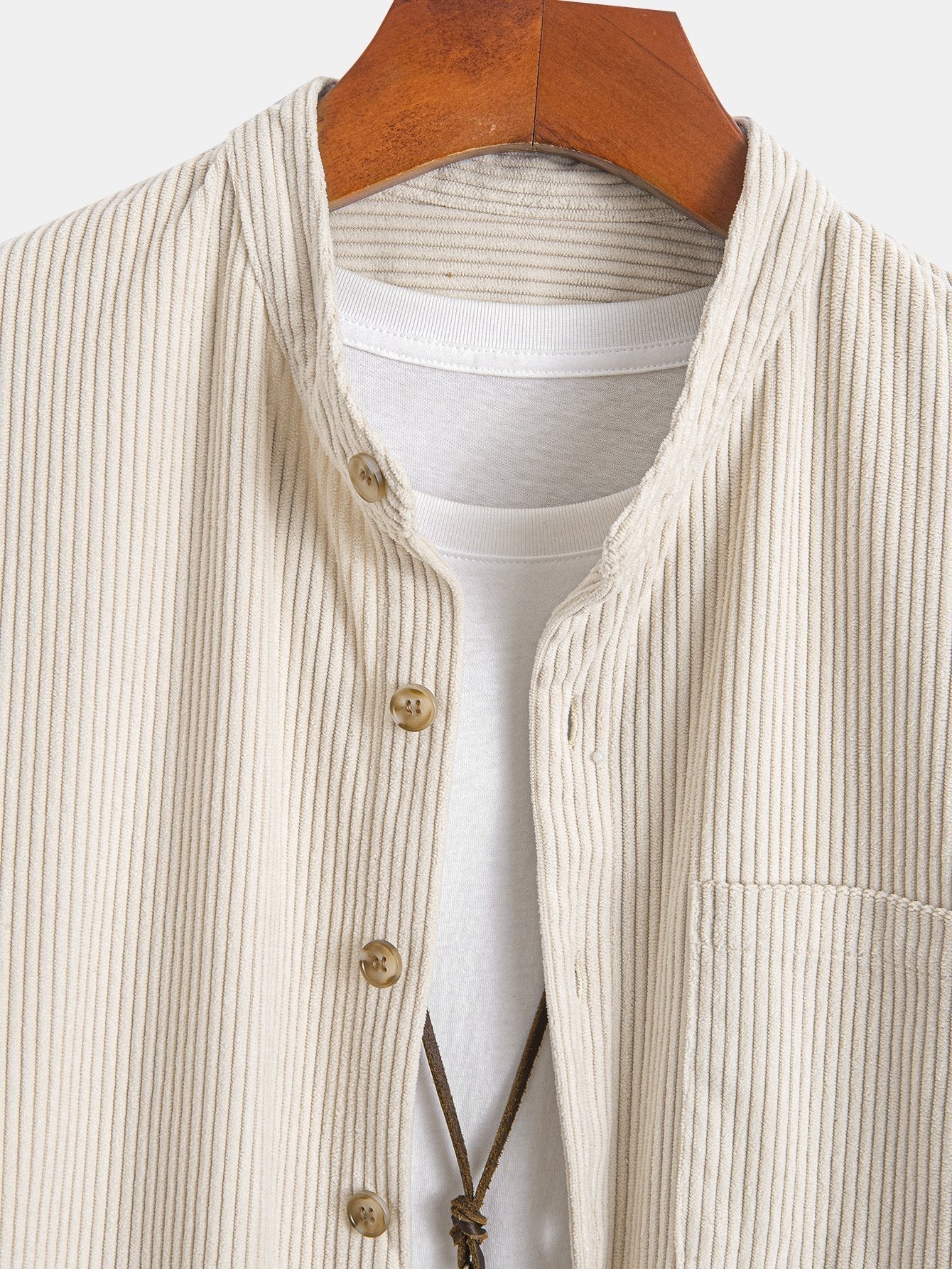 Stand Collar Corduroy Shirt