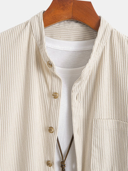 Stand Collar Corduroy Shirt