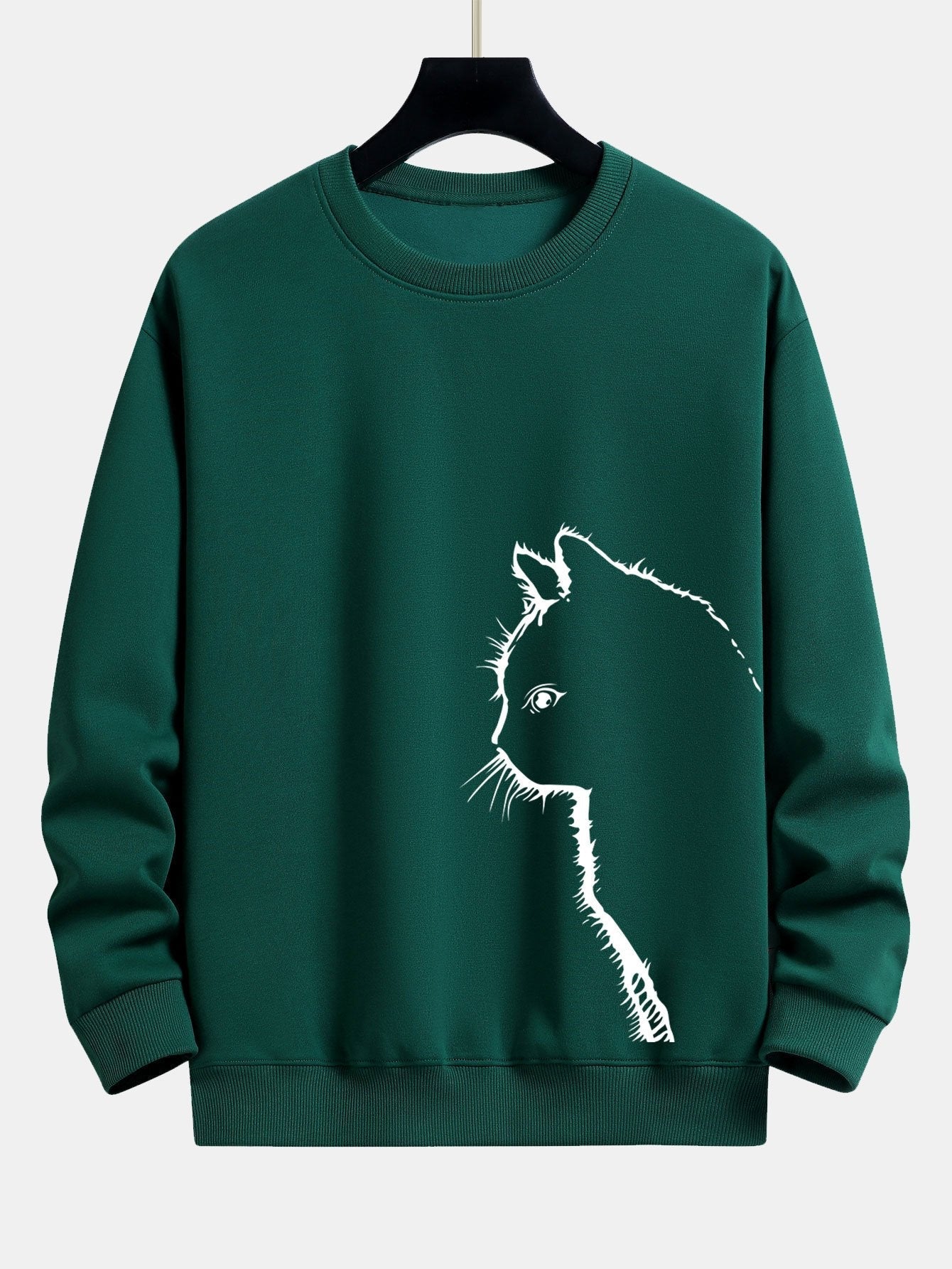 Relaxed Fit Sweatshirt with Cat Silhouette Design