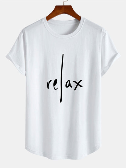 Comfortable Cotton Arc Hem T-Shirt with Relaxed Print