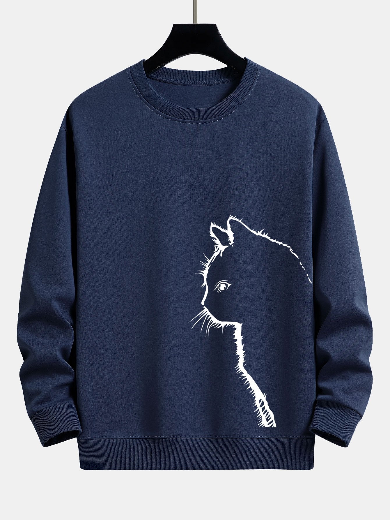 Relaxed Fit Sweatshirt with Cat Silhouette Design