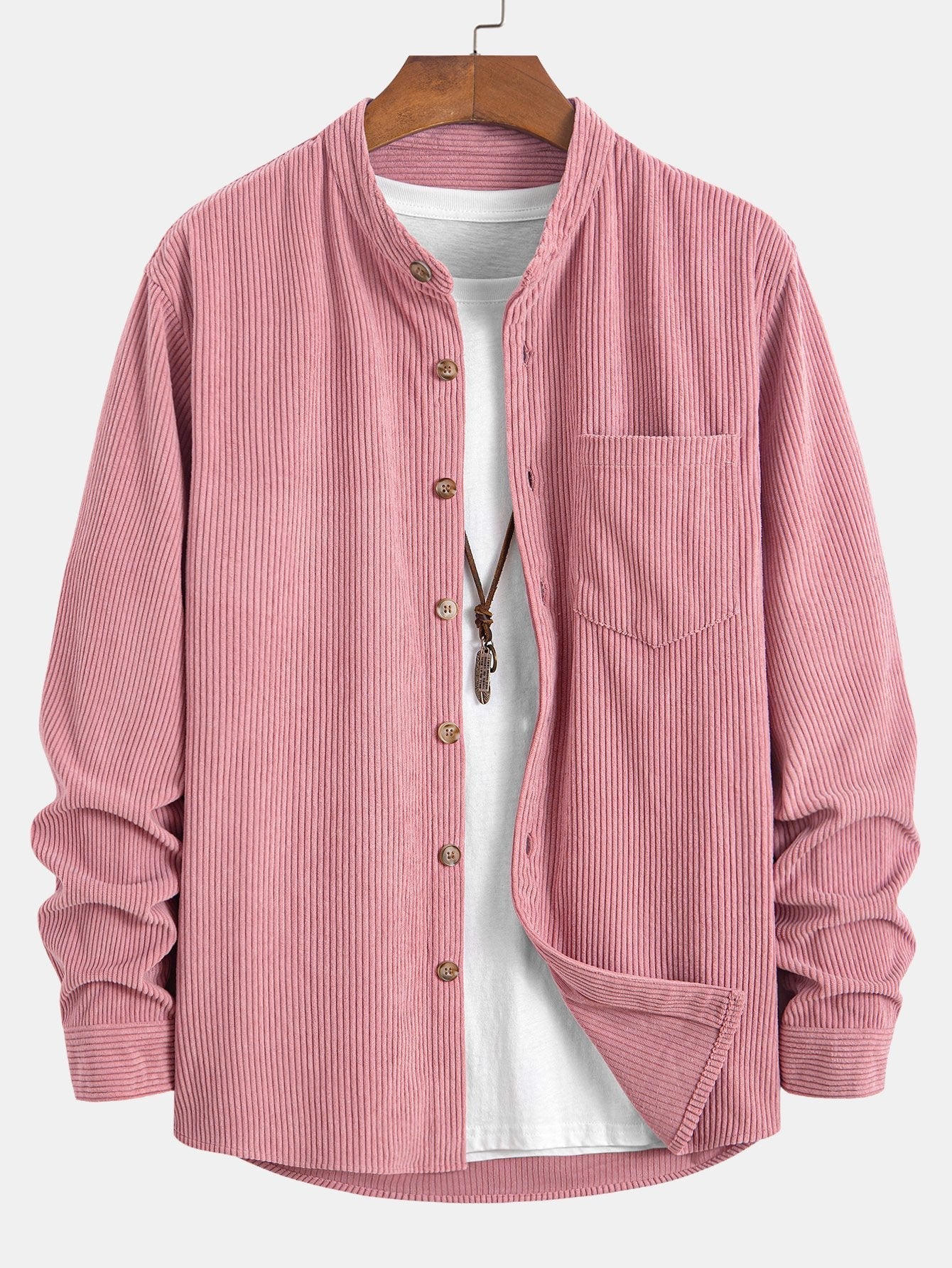 Stand Collar Corduroy Shirt