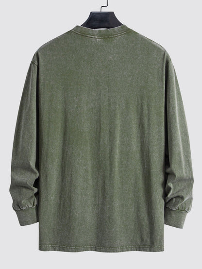 Casual Long Sleeve Distressed T-Shirt with Relaxed Fit