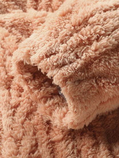 Geometric Patterned Jacquard Teddy Hoodie