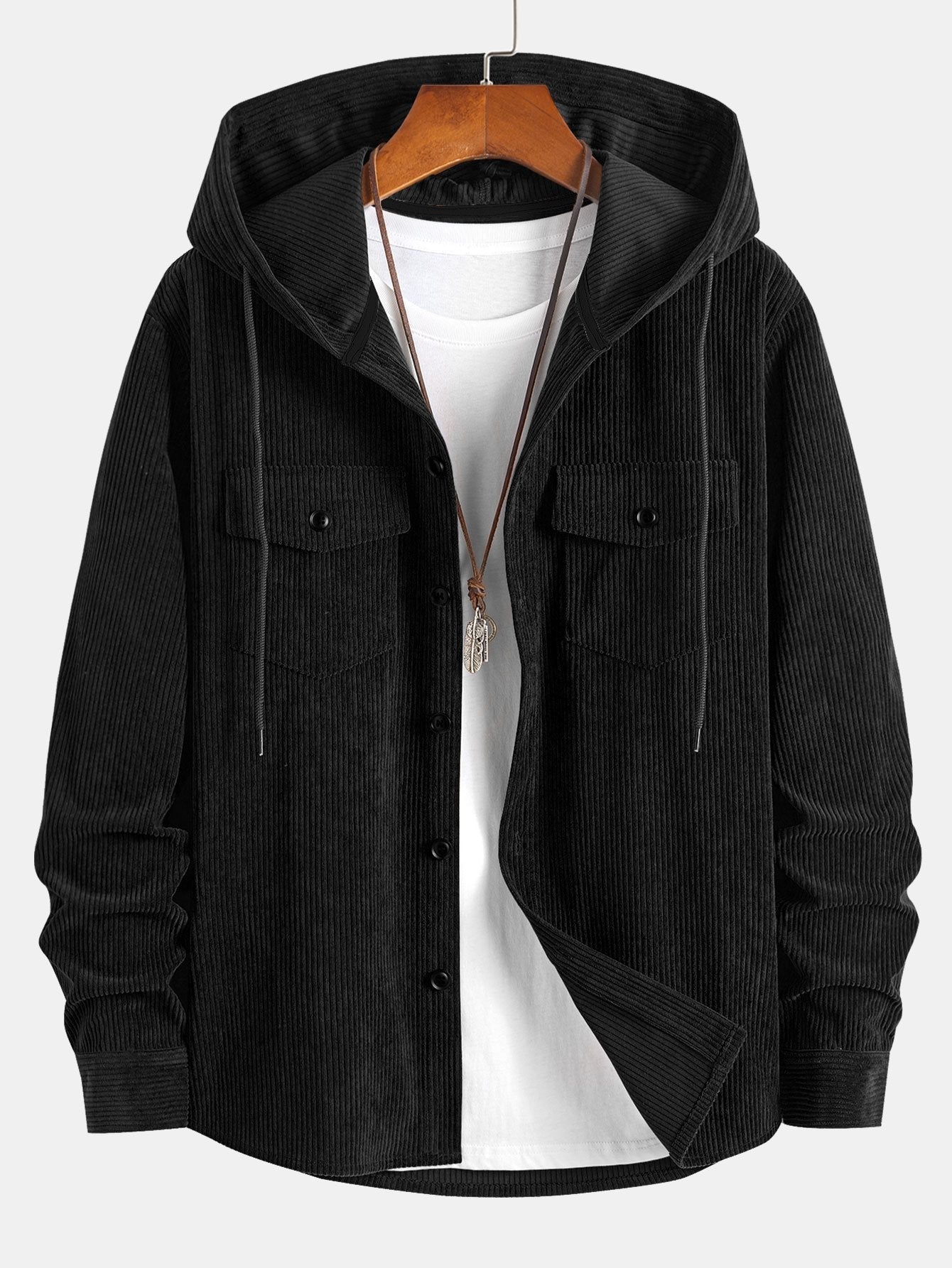 Cozy Corduroy Hooded Shirt Jacket