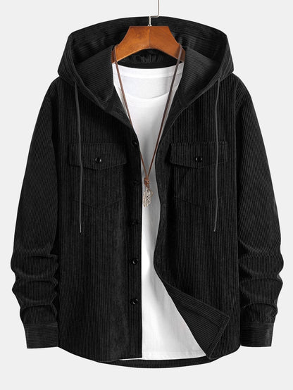 Cozy Corduroy Hooded Shirt Jacket