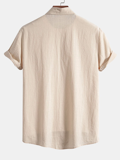 Geometric Patterned Linen-Style Shirt