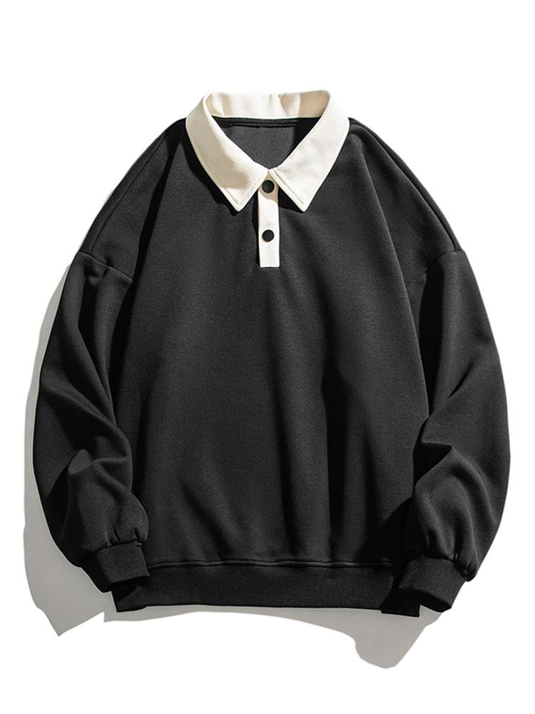 Relaxed Fit Colorblock Polo Sweatshirt