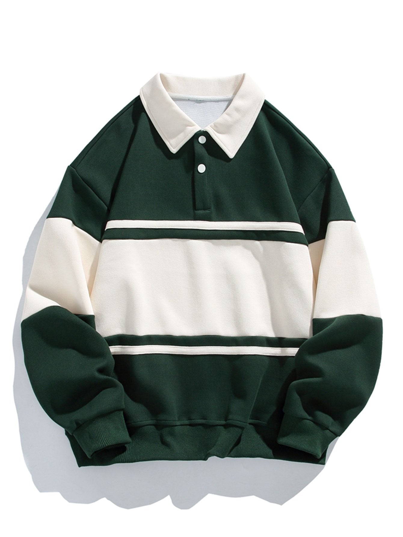 Color Block Patchwork Polo Sweatshirt with Relaxed Fit