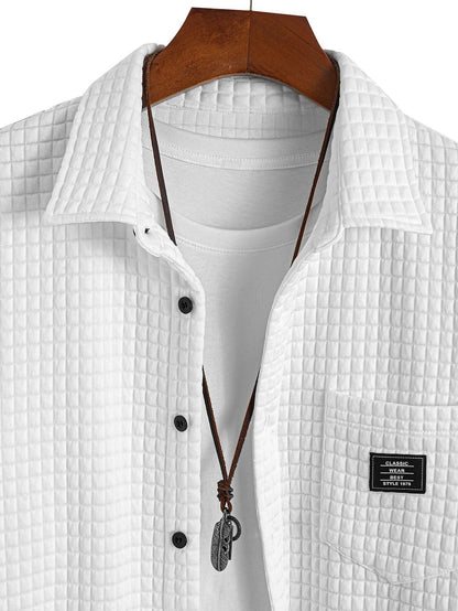 Waffle Knit Button-Up Shirt