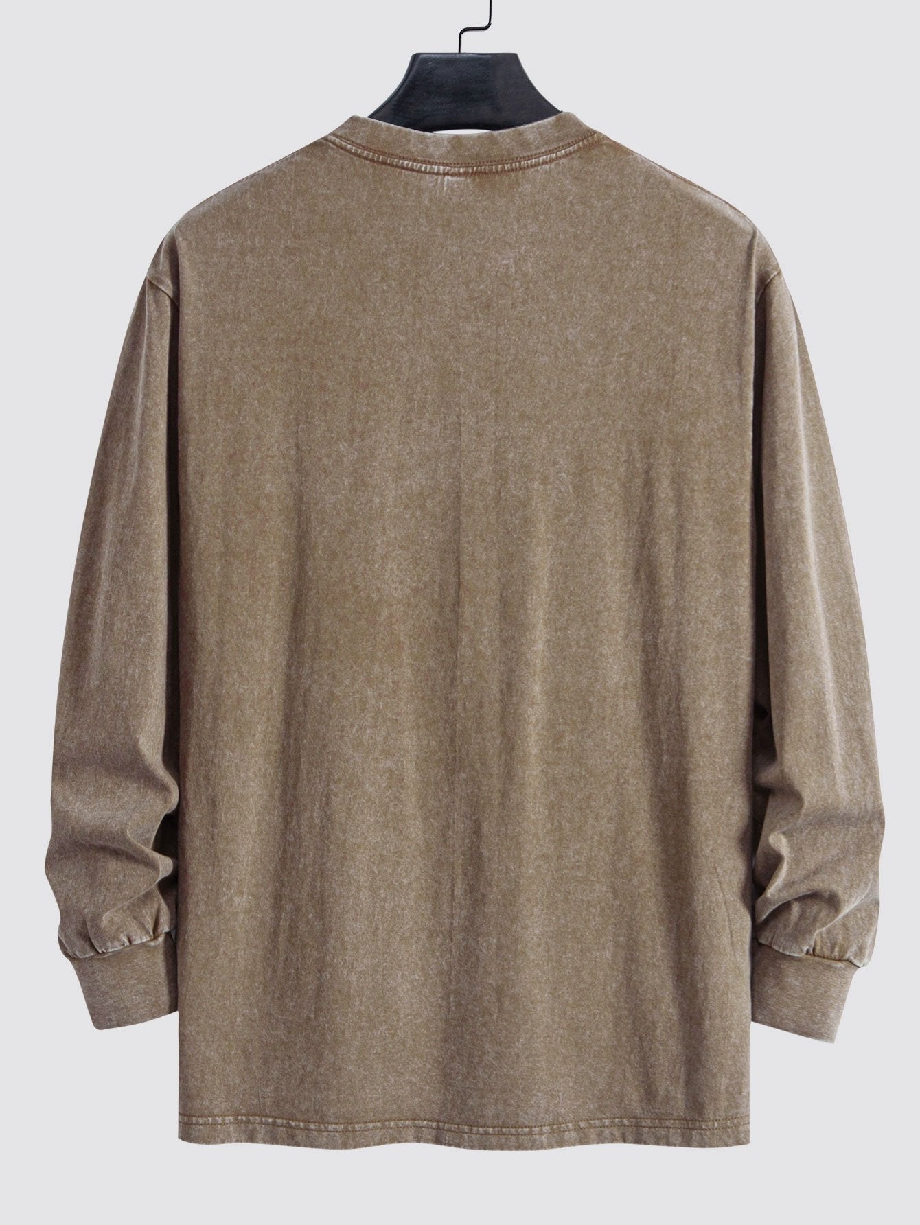 Relaxed Fit Long Sleeve Distressed Wash T-Shirt