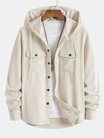 Cozy Corduroy Hooded Shirt Jacket