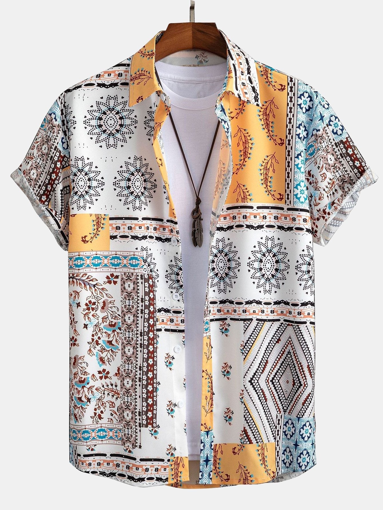 Button-Up Shirt with Scarf Print