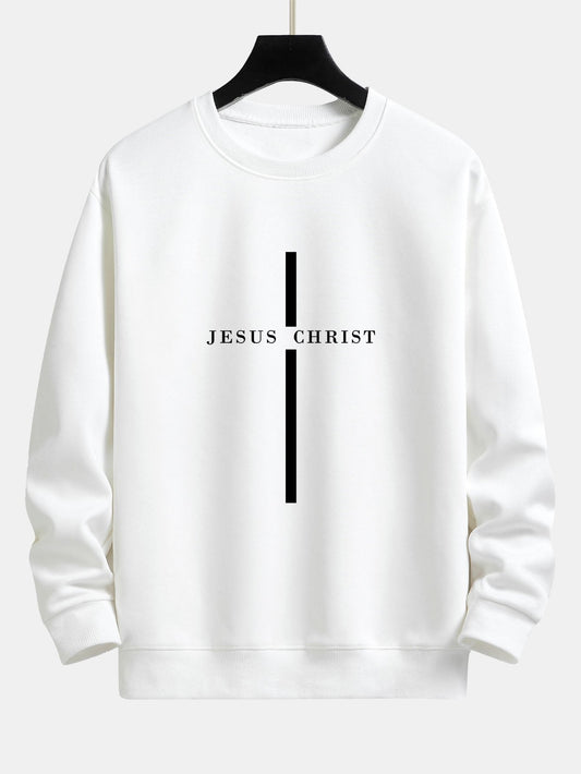 Relaxed Fit Sweatshirt with Jesus Christ Stripe Design
