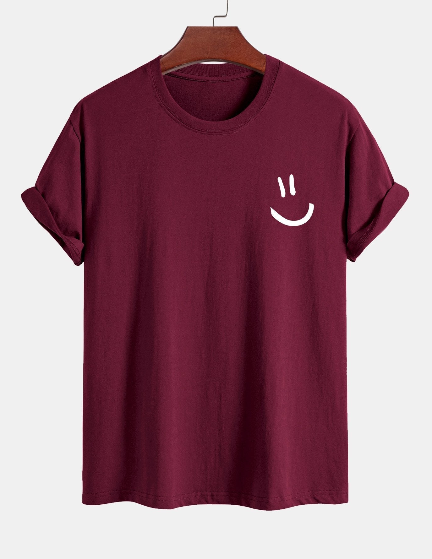 Classic Fit Cotton T-Shirt with Smiley Face Print