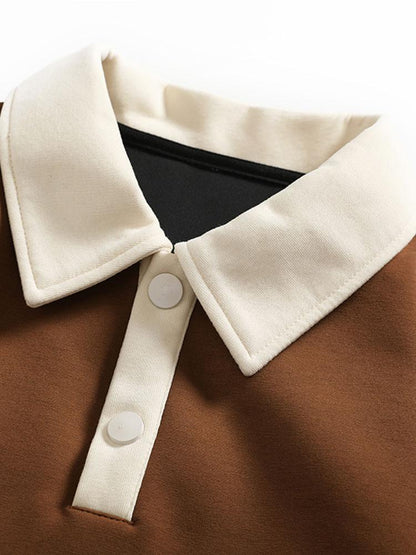 Relaxed Fit Colorblock Polo Sweatshirt